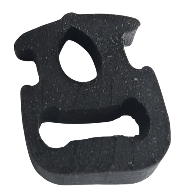 Black rubber grommet on a white background